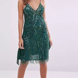 Emerald green heavily embellished cami dress